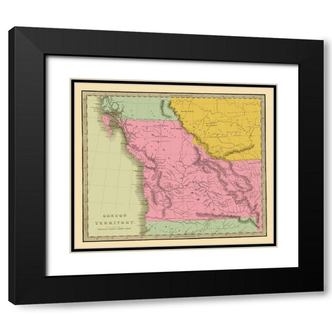 Oregon Territory - Battleboro 1840 Black Modern Wood Framed Art Print with Double Matting by Battleboro