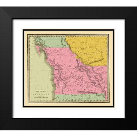 Oregon Territory - Battleboro 1840 Black Modern Wood Framed Art Print with Double Matting by Battleboro