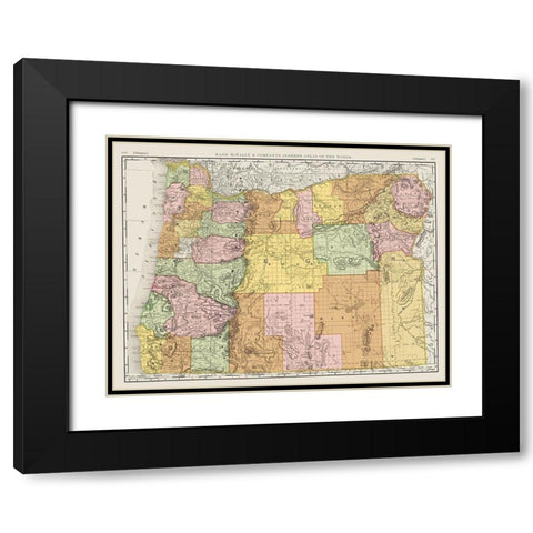 Oregon - Rand McNally 1898 Black Modern Wood Framed Art Print with Double Matting by Rand McNally