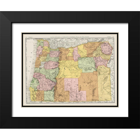 Oregon - Rand McNally 1898 Black Modern Wood Framed Art Print with Double Matting by Rand McNally
