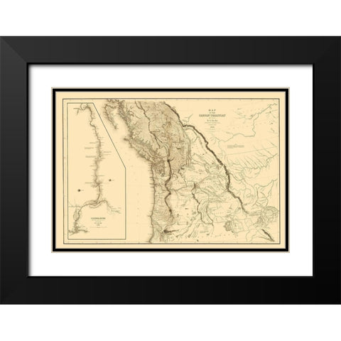 Oregon Territory - US Exploring Expedition 1841 Black Modern Wood Framed Art Print with Double Matting by US Exploring Expedition
