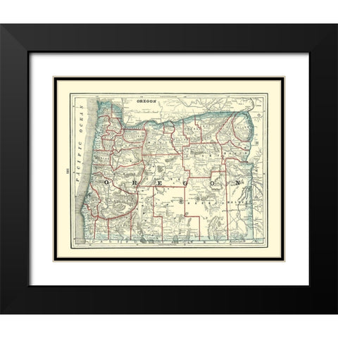 Oregon - Rathbun 1893 Black Modern Wood Framed Art Print with Double Matting by Rathbun