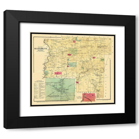 Allegheny Pennsylvania Landowner - Mayer 1865 Black Modern Wood Framed Art Print with Double Matting by Mayer