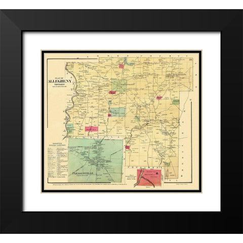 Allegheny Pennsylvania Landowner - Mayer 1865 Black Modern Wood Framed Art Print with Double Matting by Mayer