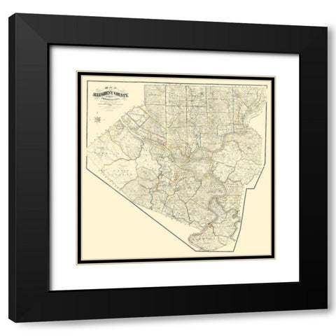 Alleghany County Pennsylvania - Krebs 1883 Black Modern Wood Framed Art Print with Double Matting by Krebs