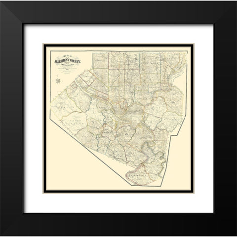 Alleghany County Pennsylvania - Krebs 1883 Black Modern Wood Framed Art Print with Double Matting by Krebs