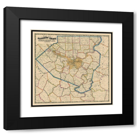 Alleghany County Pennsylvania - Krebs 1890 Black Modern Wood Framed Art Print with Double Matting by Krebs