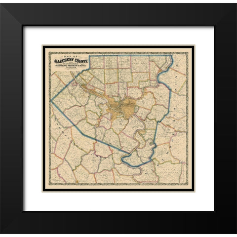 Alleghany County Pennsylvania - Krebs 1890 Black Modern Wood Framed Art Print with Double Matting by Krebs