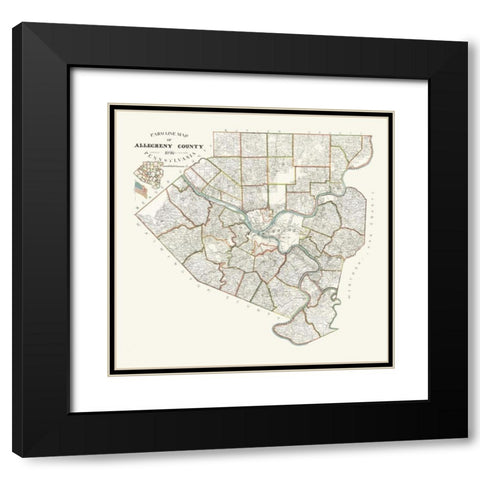 Alleghany County Pennsylvania - Trainey 1898 Black Modern Wood Framed Art Print with Double Matting by Trainey