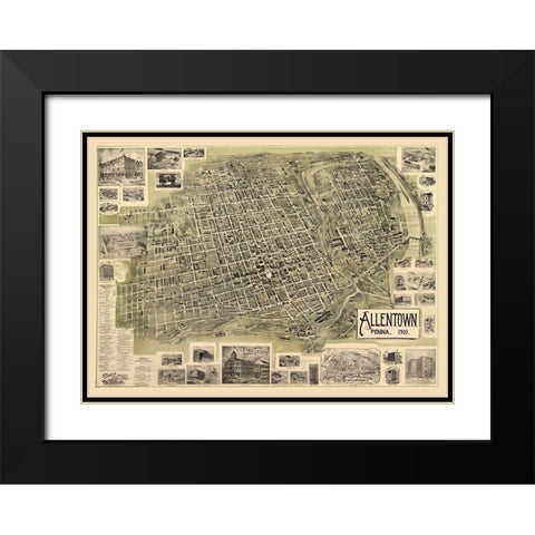 Allentown Pennsylvania -Alsop 1901 Black Modern Wood Framed Art Print with Double Matting by Alsop