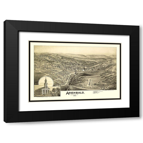 Archbald Pennsylvania - Moyer 1892 Black Modern Wood Framed Art Print with Double Matting by Moyer
