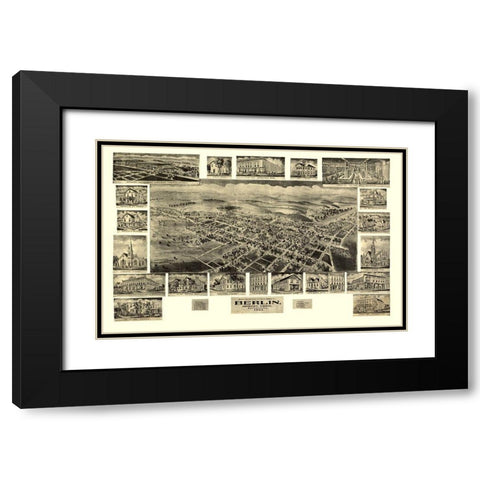 Berlin Pennsylvania - Fowler 1905 Black Modern Wood Framed Art Print with Double Matting by Fowler