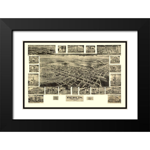 Berlin Pennsylvania - Fowler 1905 Black Modern Wood Framed Art Print with Double Matting by Fowler