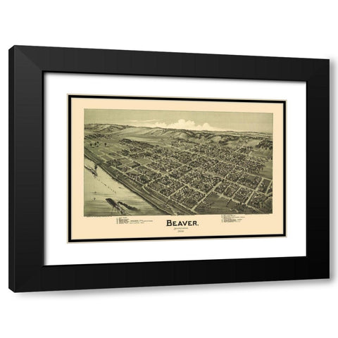 Beaver Pennsylvania - Moyer 1900 Black Modern Wood Framed Art Print with Double Matting by Moyer