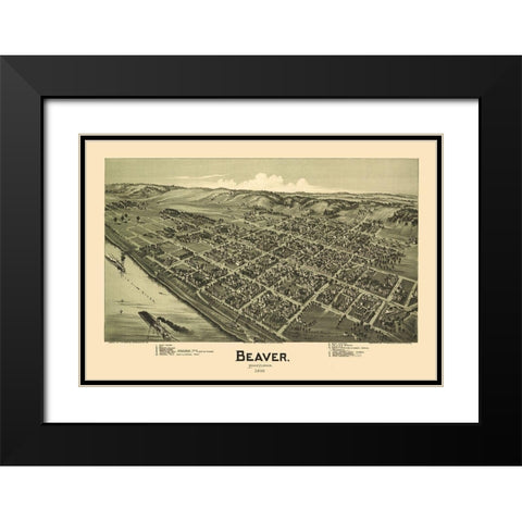 Beaver Pennsylvania - Moyer 1900 Black Modern Wood Framed Art Print with Double Matting by Moyer