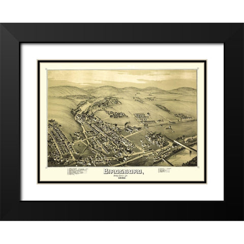 Birdsboro Pennsylvania - Downs 1890 Black Modern Wood Framed Art Print with Double Matting by Downs