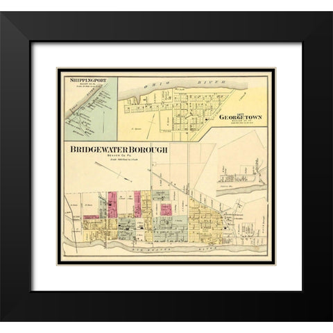 Bridgewater, Georgetown Pennsylvania Landowner Black Modern Wood Framed Art Print with Double Matting by Hayes