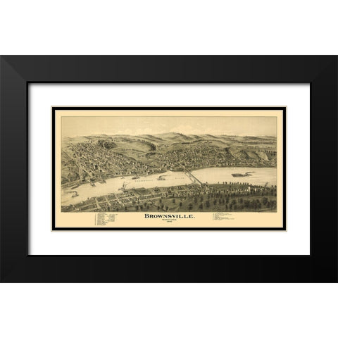 Brownsville Pennsylvania - Moyer 1902 Black Modern Wood Framed Art Print with Double Matting by Moyer