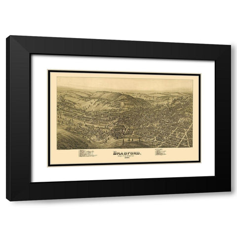 Bradford Pennsylvania - Moyer 1895 Black Modern Wood Framed Art Print with Double Matting by Moyer