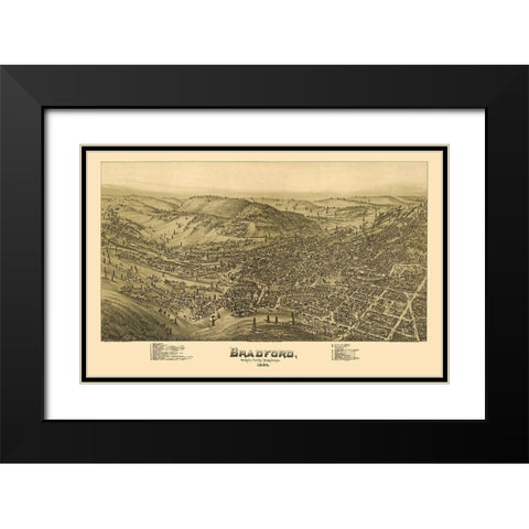 Bradford Pennsylvania - Moyer 1895 Black Modern Wood Framed Art Print with Double Matting by Moyer
