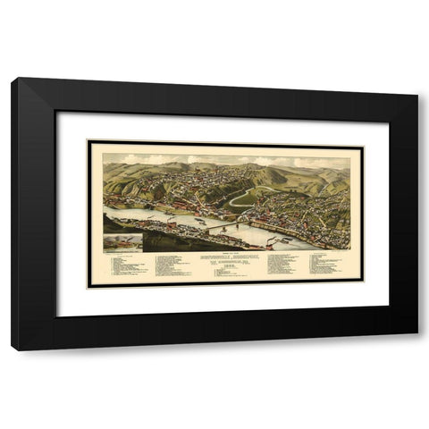 Brownsville Pennsylvania - Jones 1883 Black Modern Wood Framed Art Print with Double Matting by Jones