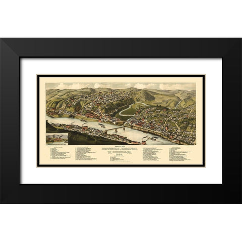 Brownsville Pennsylvania - Jones 1883 Black Modern Wood Framed Art Print with Double Matting by Jones