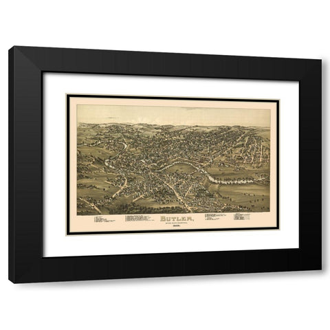 Butler Pennsylvania - Moyer 1896 Black Modern Wood Framed Art Print with Double Matting by Moyer