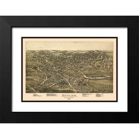 Butler Pennsylvania - Moyer 1896 Black Modern Wood Framed Art Print with Double Matting by Moyer