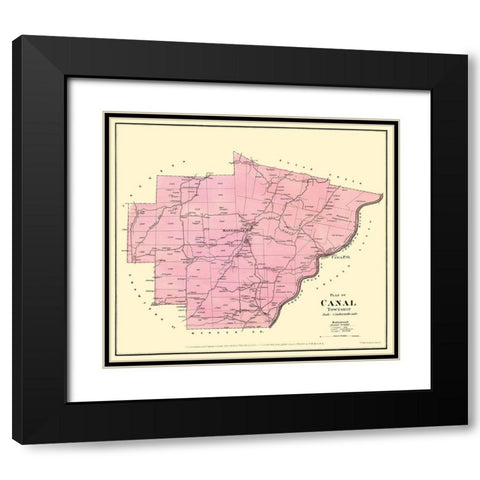 Canal Pennsylvania Landowner - Mayer 1865 Black Modern Wood Framed Art Print with Double Matting by Mayer