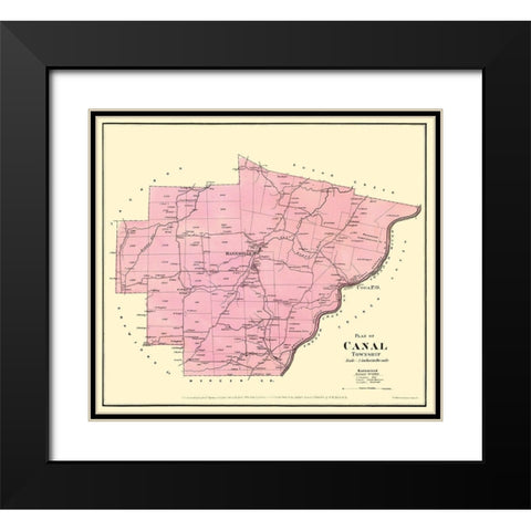 Canal Pennsylvania Landowner - Mayer 1865 Black Modern Wood Framed Art Print with Double Matting by Mayer