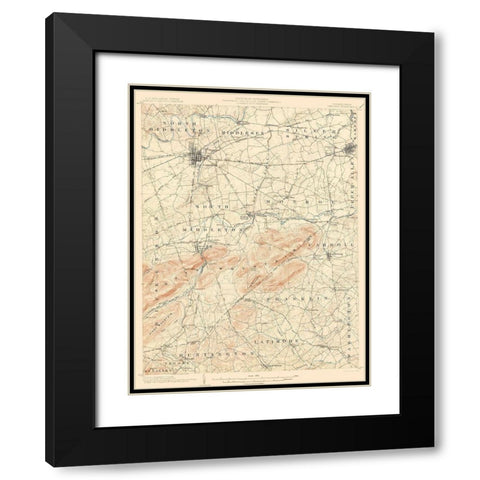 Carlisle Pennsylvania Quad - USGS 1904 Black Modern Wood Framed Art Print with Double Matting by USGS