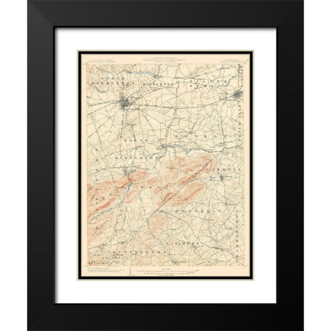 Carlisle Pennsylvania Quad - USGS 1904 Black Modern Wood Framed Art Print with Double Matting by USGS