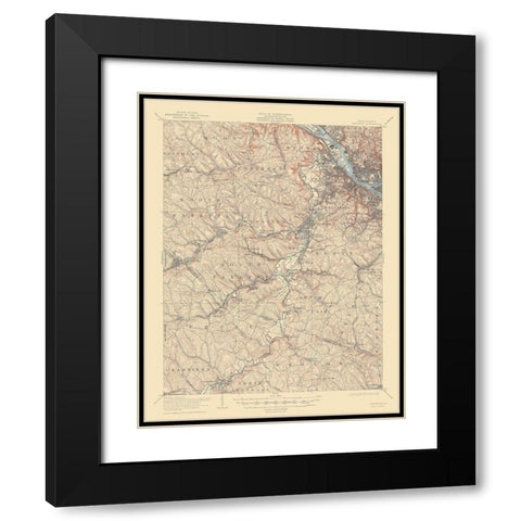 Carnegie Pennsylvania Quad - USGS 1906 Black Modern Wood Framed Art Print with Double Matting by USGS