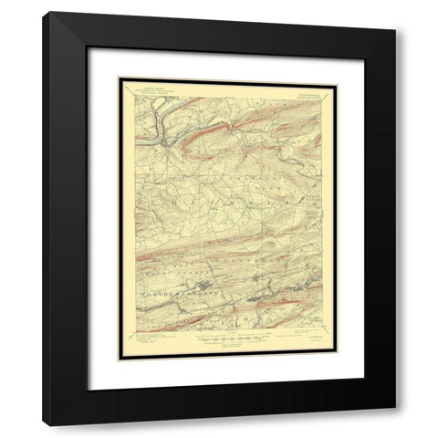 Catawissa Pennsylvania Quad - USGS 1894 Black Modern Wood Framed Art Print with Double Matting by USGS