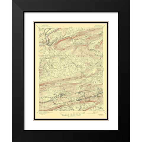 Catawissa Pennsylvania Quad - USGS 1894 Black Modern Wood Framed Art Print with Double Matting by USGS