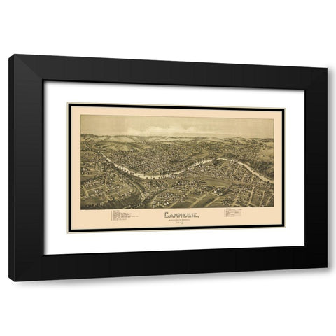 Carnegie Pennsylvania - Fowler 1897 Black Modern Wood Framed Art Print with Double Matting by Fowler