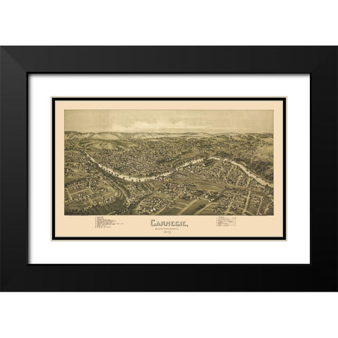 Carnegie Pennsylvania - Fowler 1897 Black Modern Wood Framed Art Print with Double Matting by Fowler
