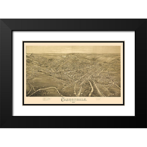 Carbondale Pennsylvania - Fowler 1890 Black Modern Wood Framed Art Print with Double Matting by Fowler