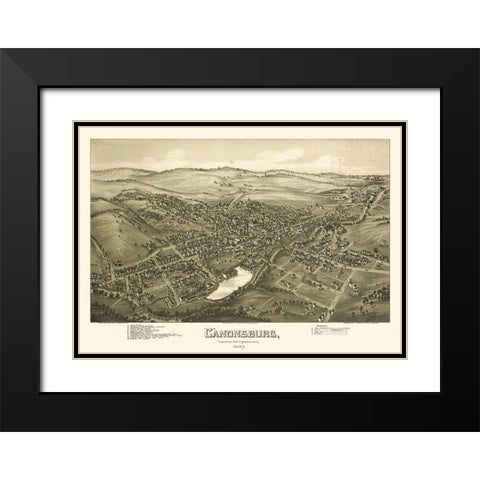 Canonsburg Pennsylvania - Fowler 1897 Black Modern Wood Framed Art Print with Double Matting by Fowler