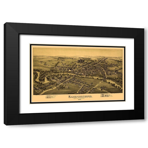 Cambridgeboro Pennsylvania - Fowler 1895 Black Modern Wood Framed Art Print with Double Matting by Fowler
