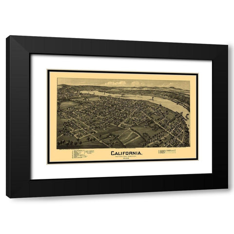 California Pennsylvania - Fowler 1902 Black Modern Wood Framed Art Print with Double Matting by Fowler