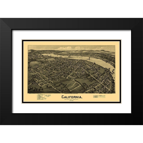 California Pennsylvania - Fowler 1902 Black Modern Wood Framed Art Print with Double Matting by Fowler