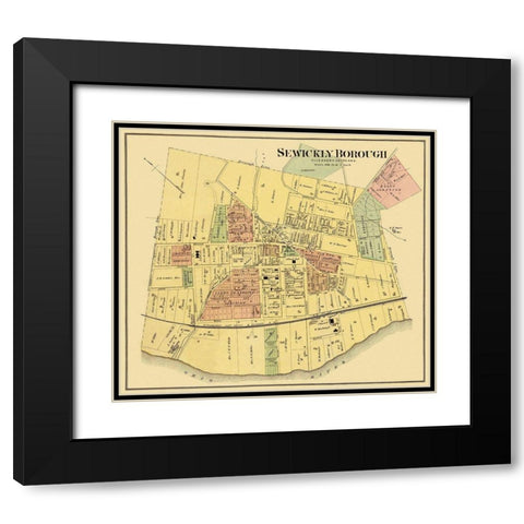 Sewickly Pennsylvania Landowner - Titus 1877 Black Modern Wood Framed Art Print with Double Matting by Titus