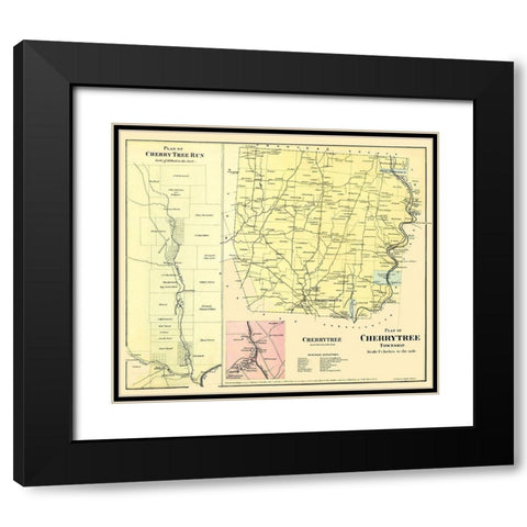 Cherry Tree Pennsylvania Landowner - Beers 1865 Black Modern Wood Framed Art Print with Double Matting by Beers