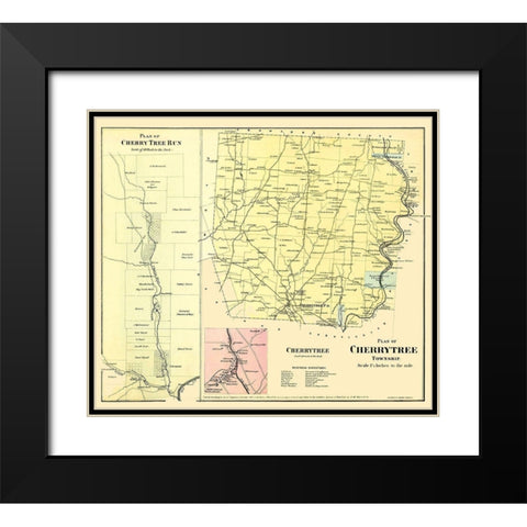 Cherry Tree Pennsylvania Landowner - Beers 1865 Black Modern Wood Framed Art Print with Double Matting by Beers