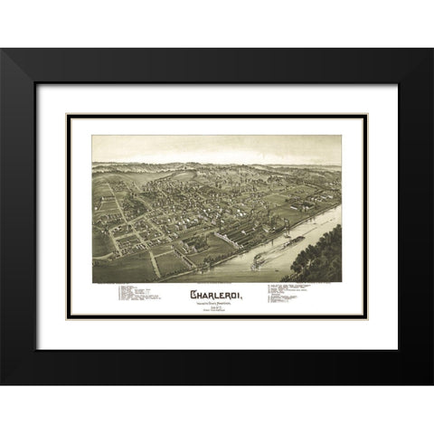 Charleroi Pennsylvania - Moyer 1897 Black Modern Wood Framed Art Print with Double Matting by Moyer