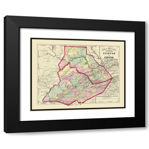 Clinton Centre Pennsylvania - Walling 1872 Black Modern Wood Framed Art Print with Double Matting by Walling