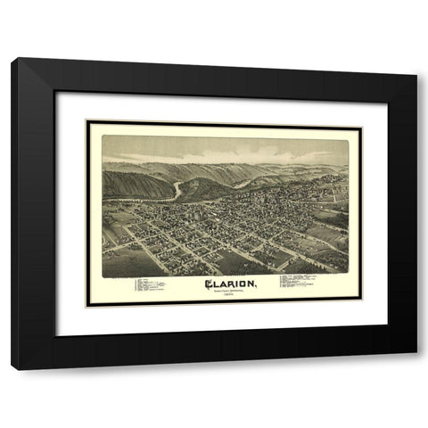 Clarion Pennsylvania - Moyer 1896 Black Modern Wood Framed Art Print with Double Matting by Moyer