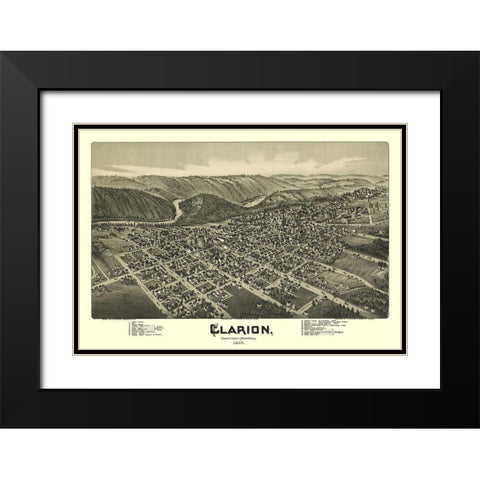 Clarion Pennsylvania - Moyer 1896 Black Modern Wood Framed Art Print with Double Matting by Moyer