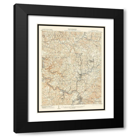Connellsville Pennsylvania Quad - USGS 1902 Black Modern Wood Framed Art Print with Double Matting by USGS